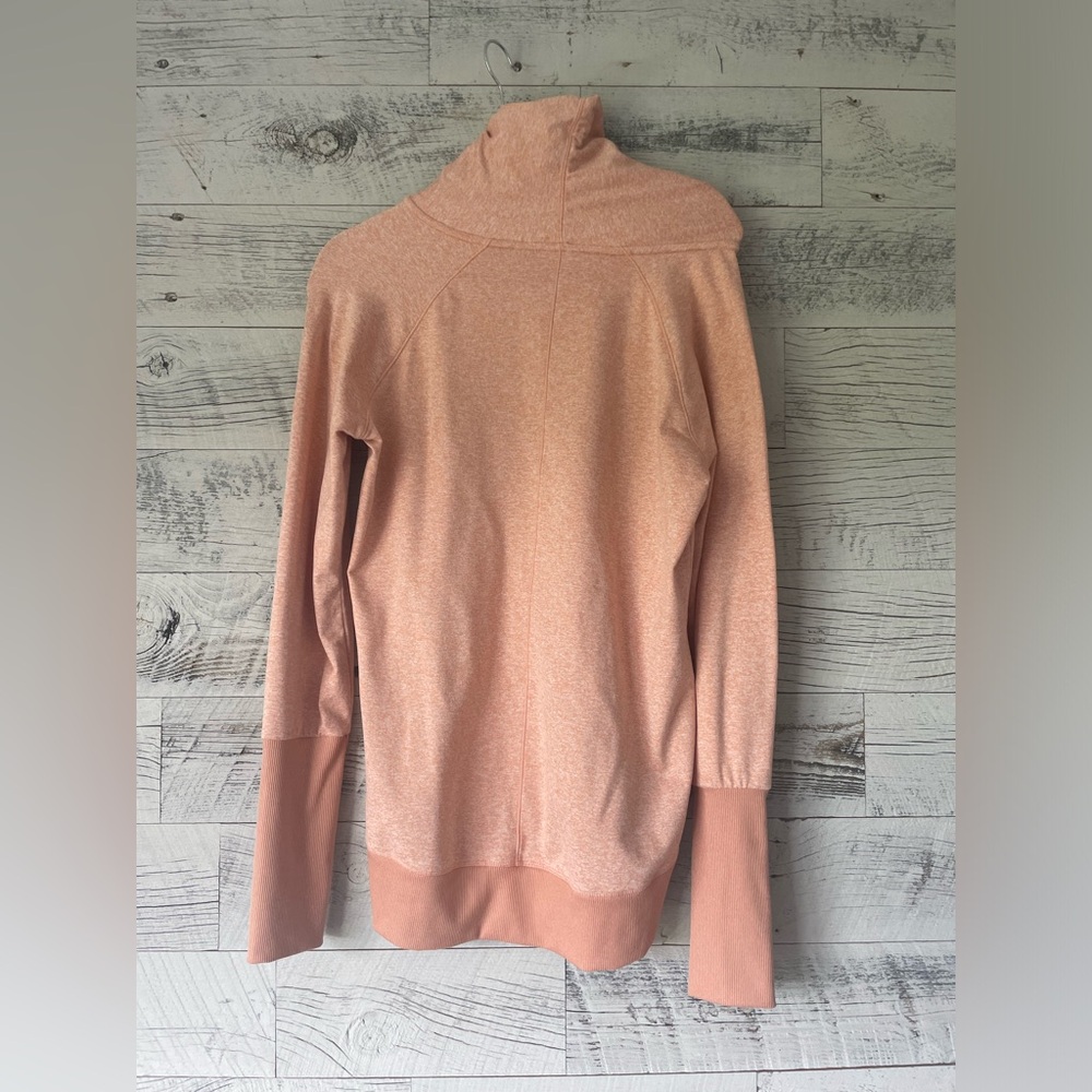 Women’s Zella Asymmetrical Cowl Neck Sweatshirt. like new. Peach.  Medium - Picture 5 of 6